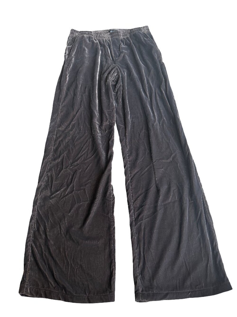 Zara Brown Velvet Wide Leg Pants Flare Trousers Stretch Pull-On Size XS Women's